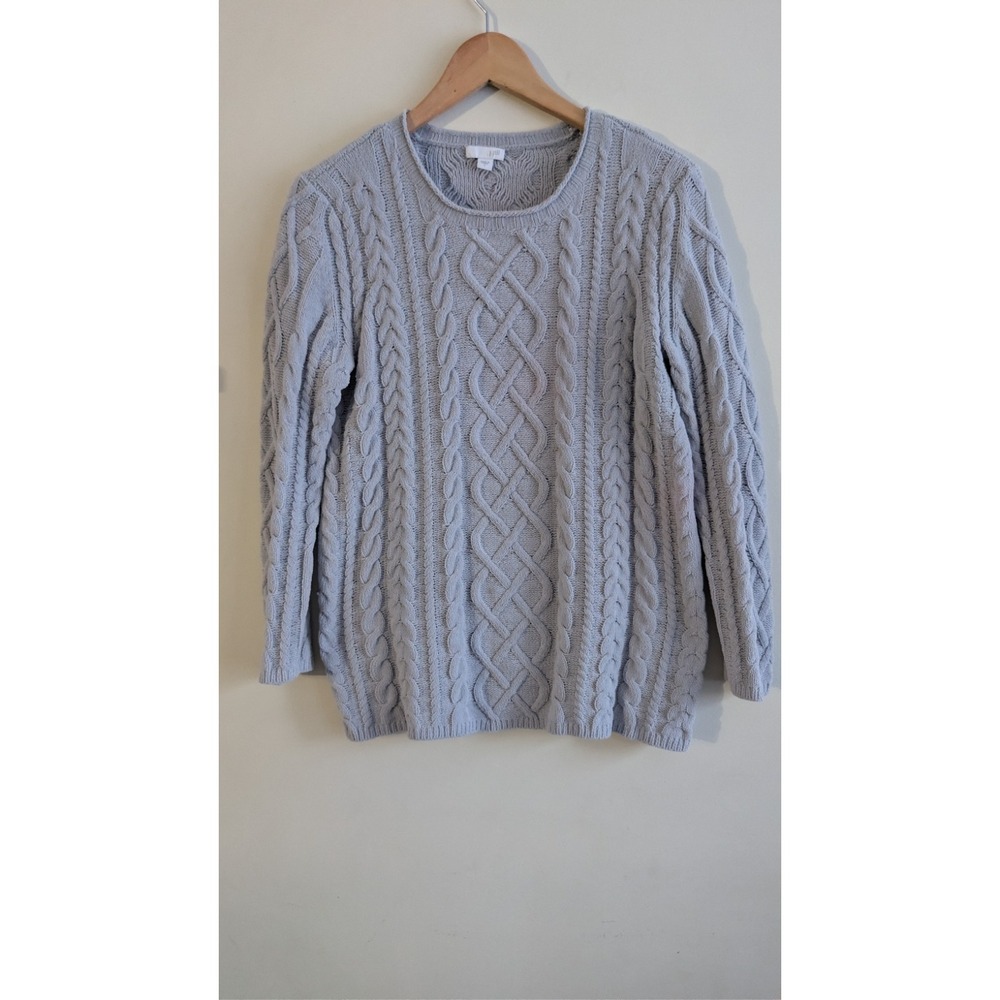 J Jill Womens Gray Chenille Cable Knit Sweater‎ Sz S Cozycore Cabin Minimalist